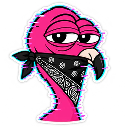 Mingo the flamingo in a paisley bandana